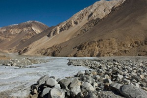 Frozen stream near Pangong Lake, Ladakh, India. Photo by Angus McDonald